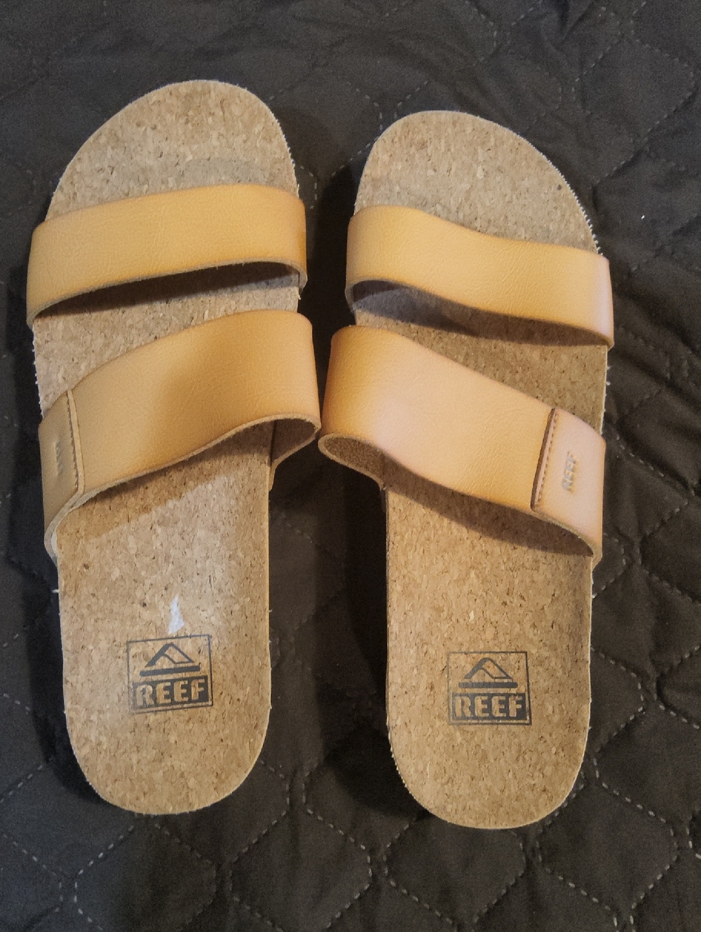 SIZE 9 Reef Two-Strap Slide Sandals in Tan/Beige
